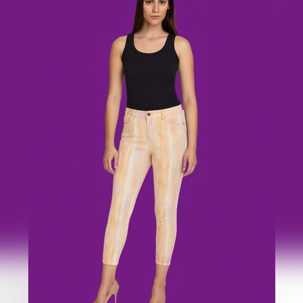 BANDOLINO Selene Cropped Low Rise Pastel Rainbow Ankle Pants